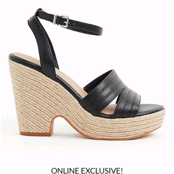 NWT IN BOX TORRID BLACK ESPDRLLE PLTFRM CONE HEELS SIZE 10WW but can Fit 10½ww - Picture 2 of 5